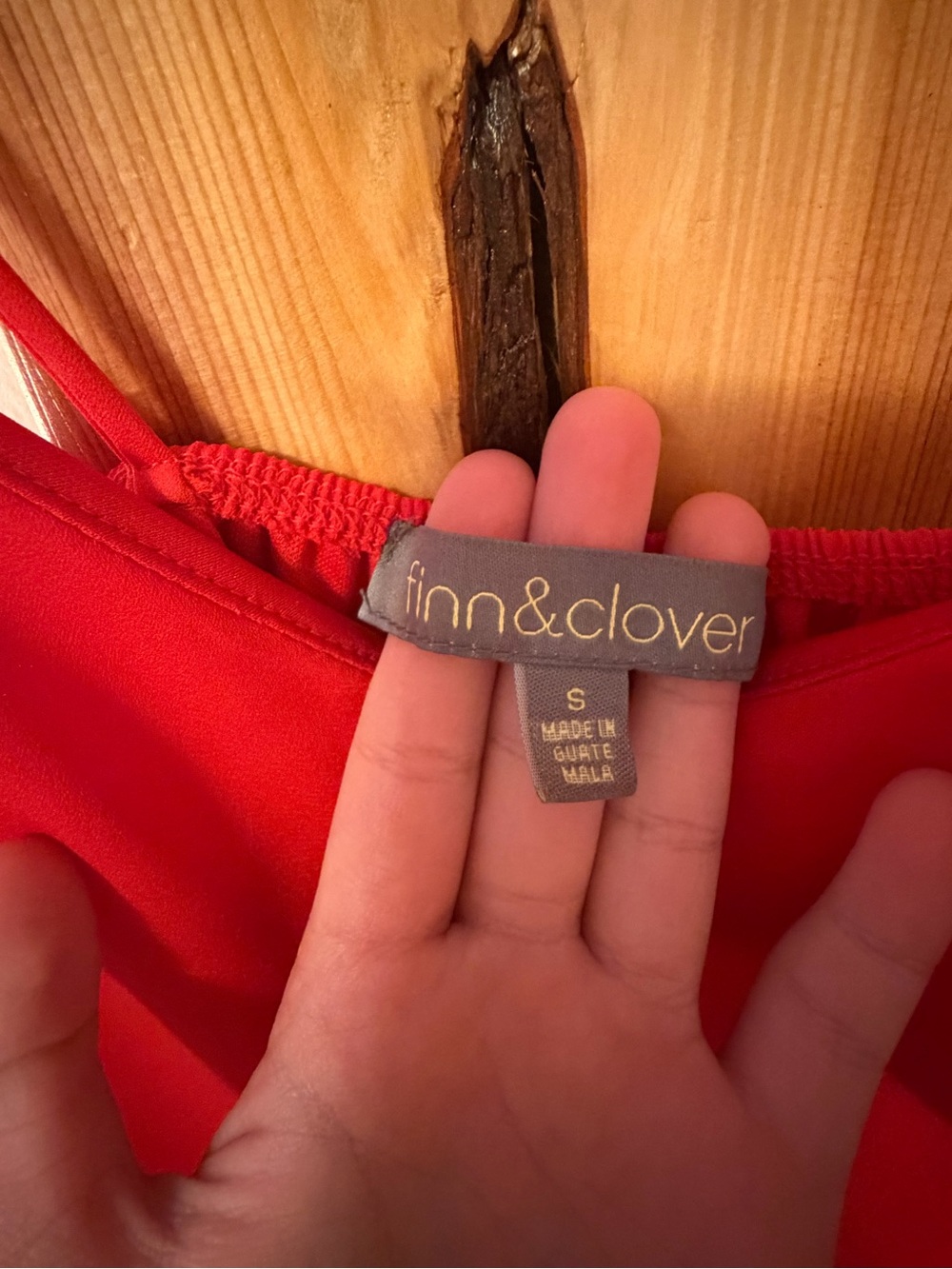 finn & clover Red Slip Dress with Thin Straps
